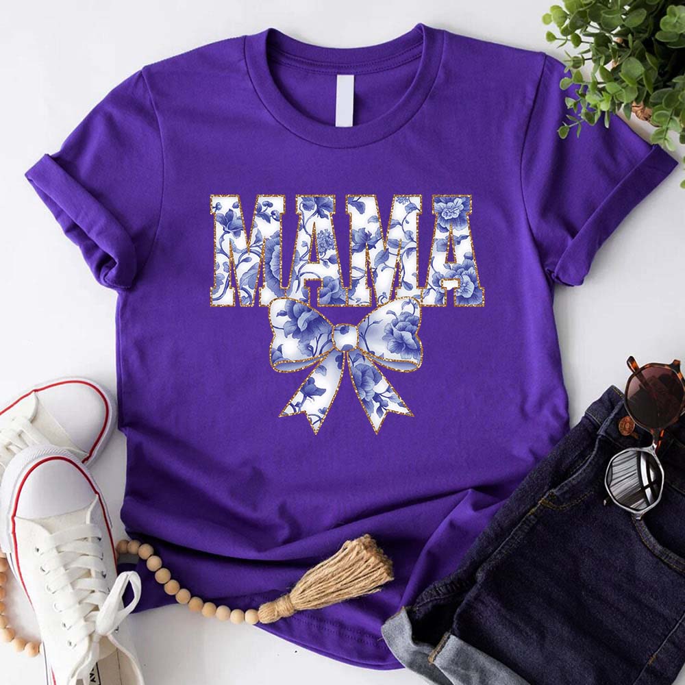 Mama Chinoiserie Coquette Bow T-Shirts â€?Elegant & Trendy Graphic Tees for Moms
