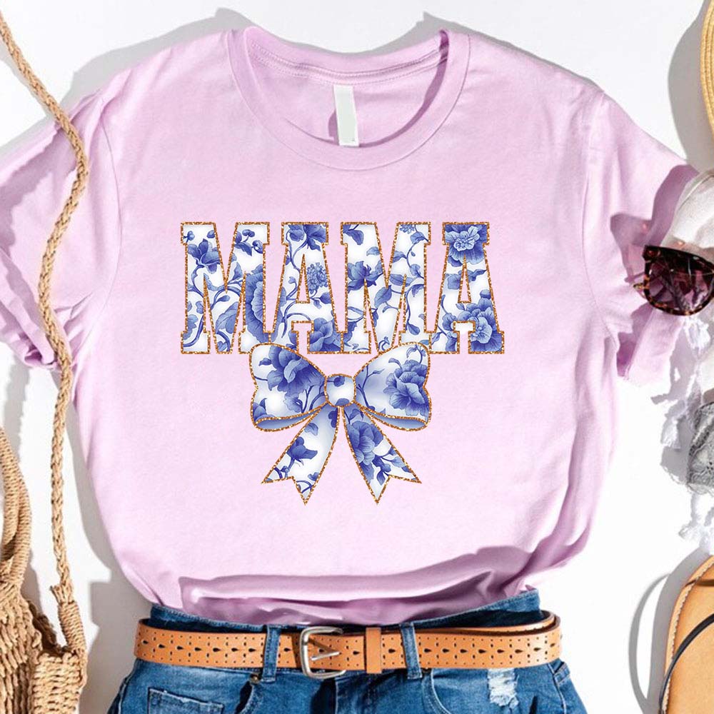 Mama Chinoiserie Coquette Bow T-Shirts â€?Elegant & Trendy Graphic Tees for Moms